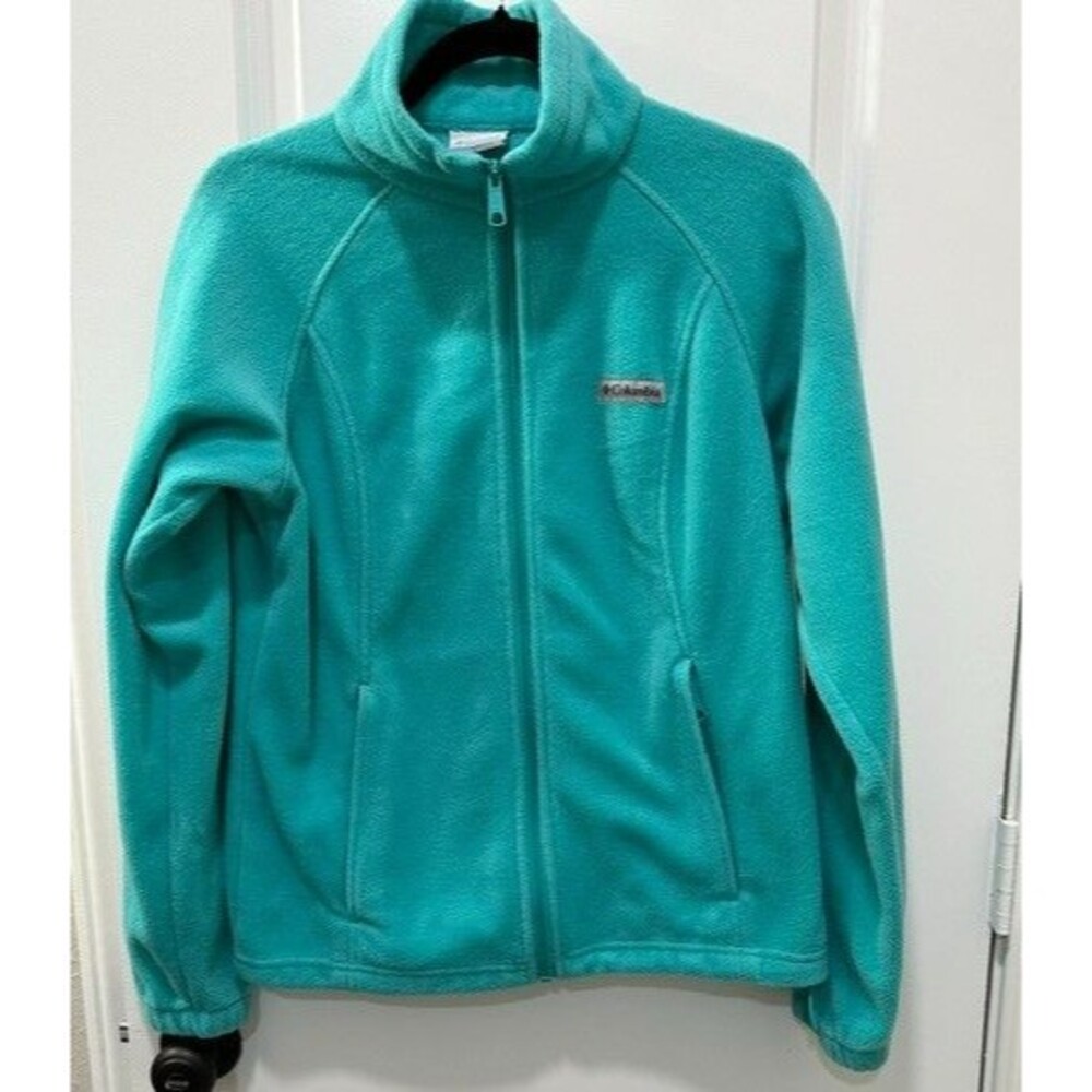 Columbia Womens Fleece Jacket Full Zip Mock Neck Gorpcore Teal Blue Size Med